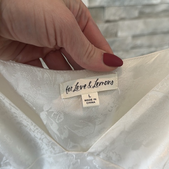 For Love of Lemons white mini dress with long chiffon sleeves. Size L, new - Picture 4 of 7